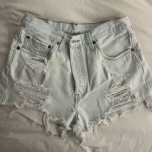 Distressed Light Blue LEVIS Shorts